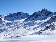Vue depuis le Daunjoch sur le glacier de Stubai