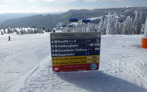 Breisgau-Hochschwarzwald: indications de directions sur les domaines skiables – Indications de directions Feldberg – Seebuck/Grafenmatt/Fahl