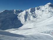 Vue sur les pistes à l’Oberer Scheid