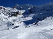 Vue sur les pistes de glacier dans le domaine skiable de Hohsaas
