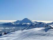 Vue de Whakapapa vers le volcan Mt. Ngauruhoe