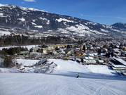 Piste de Coupe du monde avec vue sur Lienz