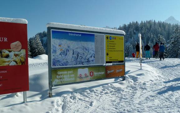 Walgau: indications de directions sur les domaines skiables – Indications de directions Brandnertal – Brand/Bürserberg