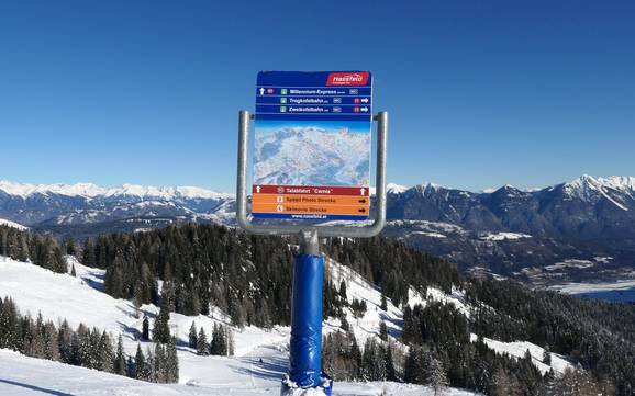 Nassfeld-Pressegger See: indications de directions sur les domaines skiables – Indications de directions Nassfeld – Hermagor