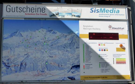 Haslital (vallée de l'Hasli): indications de directions sur les domaines skiables – Indications de directions Meiringen-Hasliberg