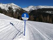 Balisage des pistes dans le domaine skiable Schwemmalm