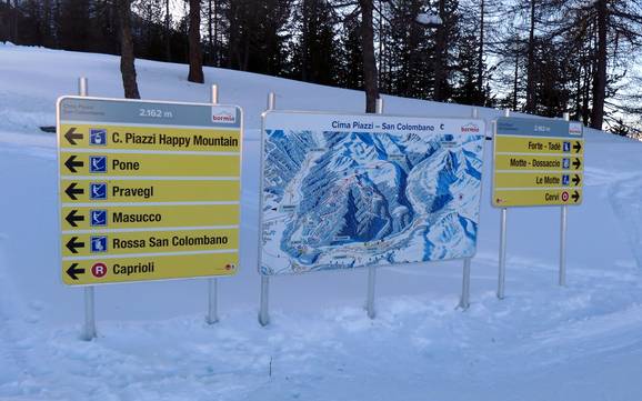 Valdidentro: indications de directions sur les domaines skiables – Indications de directions Cima Piazzi/San Colombano – Isolaccia/Oga