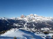 Vue depuis Faloria sur Cortina d'Ampezzo jusqu'à Tofana