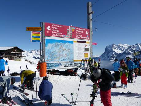 Espace Mittelland: indications de directions sur les domaines skiables – Indications de directions Kleine Scheidegg/Männlichen – Grindelwald/Wengen