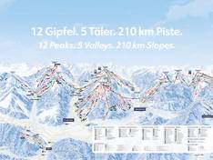Plan des pistes Snow Space Salzburg – Flachau/Wagrain/St. Johann-Alpendorf