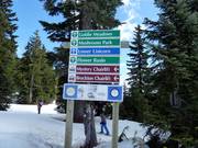 Signalisation des pistes dans le domaine skiable de Mount Seymour