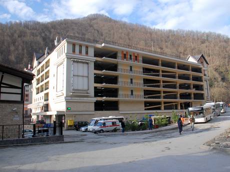 Grand Caucase: Accès aux domaines skiables et parkings – Accès, parking Rosa Khutor