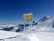 Signalisation dans le domaine skiable du glacier