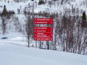 Signalisation des pistes dans le domaine skiable de Tärnaby