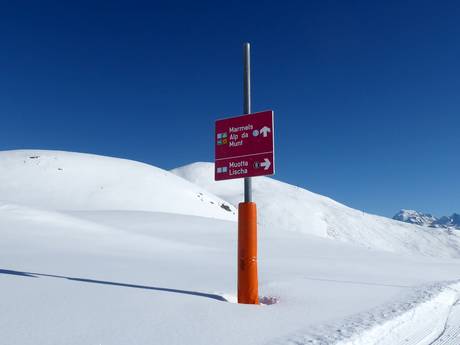 Chaîne du Sesvenna: indications de directions sur les domaines skiables – Indications de directions Minschuns – Val Müstair-Tschierv