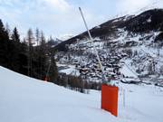 Enneigement par canons à Tignes