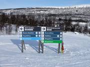 Signalisation des pistes dans le domaine skiable Tänndalen