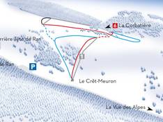 Plan des pistes Le Crêt-Meuron – Fontaines (Les Gollières)