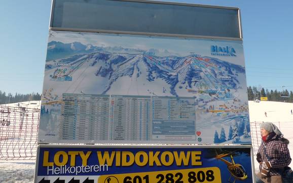 Beskides orientales: indications de directions sur les domaines skiables – Indications de directions Białka Tatrzańska – Kotelnica/Kaniówka/Bania