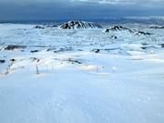 La descente la plus raide du domaine skiable de Bláfjöll