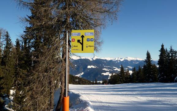 Massif du Vedrette di Ries (Rieserfernergruppe): indications de directions sur les domaines skiables – Indications de directions Plan de Corones (Kronplatz)