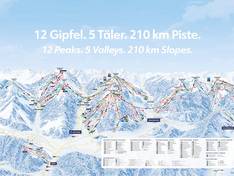 Plan des pistes Snow Space Salzburg – Flachau/Wagrain/St. Johann-Alpendorf