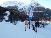 Départ des pistes de ski de fond au Monêtier-les-Bains