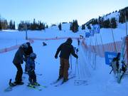 Espace d'entraînement avec tapis roulant à la station supérieure de la télécabine