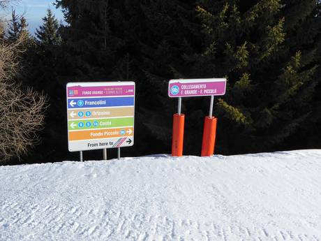 Alpe Cimbra: indications de directions sur les domaines skiables – Indications de directions Folgaria/Fiorentini