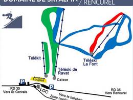 Plan des pistes Les Coulmes – Col de Romeyère (Rencurel)
