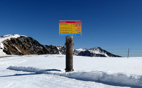 Alpes kamniques : indications de directions sur les domaines skiables – Indications de directions Krvavec