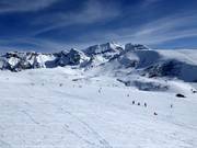Vue depuis le télésiège Bühlberg-Hahnenmoos sur le Gran Masta Park vers Luegli et Metschstand