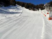 Piste parfaitement préparée dans le domaine skiable de Grimentz/Zinal