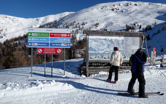 Valle di Sesto (Sextental): indications de directions sur les domaines skiables – Indications de directions 3 Zinnen Dolomites – Monte Elmo/Stiergarten/Croda Rossa/Passo Monte Croce