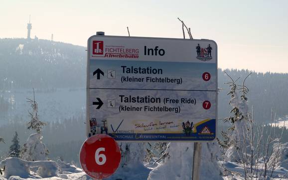 Monts Métallifères centraux: indications de directions sur les domaines skiables – Indications de directions Fichtelberg – Oberwiesenthal