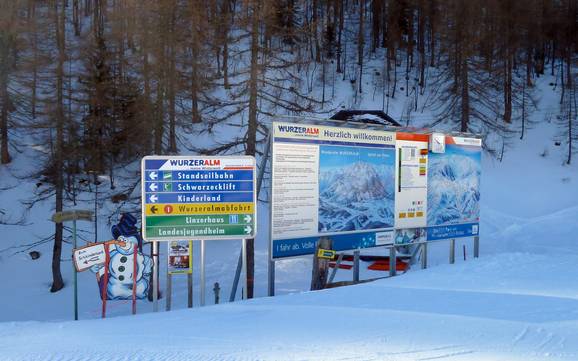 Alpes de l'Ennstal: indications de directions sur les domaines skiables – Indications de directions Wurzeralm – Spital am Pyhrn