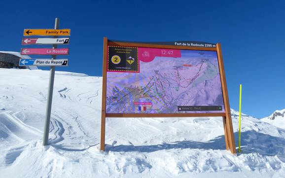 Mont-Blanc: indications de directions sur les domaines skiables – Indications de directions Espace San Bernardo – La Rosière/La Thuile