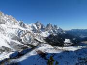 Vue depuis le col de Rolle sur le groupe des Pale et San Martino di Castrozza
