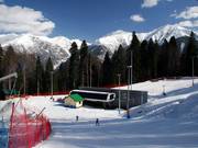 Section de descente vers la station de la vallée – ici se rejoignent les pistes B1, B2 et B3