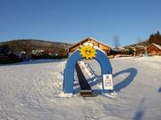Tapis roulant sur la prairie inclinée de Seiser