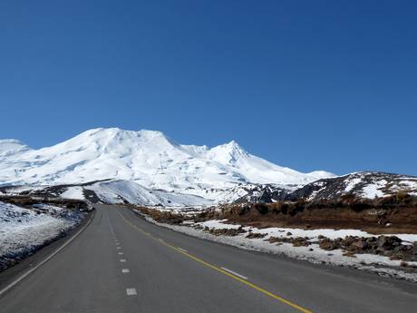 Parc national de Tongariro: Accès aux domaines skiables et parkings – Accès, parking Tūroa – Mt. Ruapehu