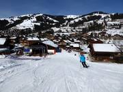 Certains hébergements à Schönried sont situés directement au bord des pistes.