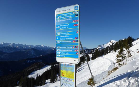 Tölzer Land: indications de directions sur les domaines skiables – Indications de directions Brauneck – Lenggries/Wegscheid