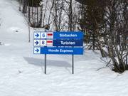 Signalisation sur les pistes du domaine skiable de Vemdalsskalet