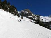 Piste noire de descente vers la vallée Seealpe