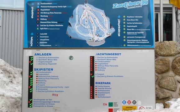Semmering: indications de directions sur les domaines skiables – Indications de directions Zauberberg Semmering