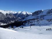 Vue sur le domaine skiable de Ladurns