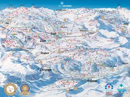Plan des pistes St. Anton/St. Christoph/Stuben/Lech/Zürs/Warth/Schröcken – Ski Arlberg