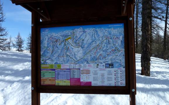 Vallée de Suse (Val di Susa): indications de directions sur les domaines skiables – Indications de directions Via Lattea (Voie Lactée) – Montgenèvre/Sestrières/Sauze d’Oulx/San Sicario/Clavière