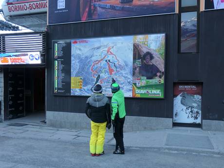 Massif du Sobretta-Gavia: indications de directions sur les domaines skiables – Indications de directions Bormio – Cima Bianca